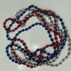 Red, Blue, and Silver Beaded Necklace